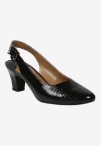 J. Renee' Malree Black Lizard Print Patent Women's Sling Back Pump
