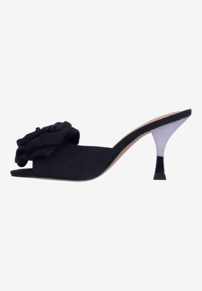 Left side view of Aaria BLACK TEXTURED SHANTUNG