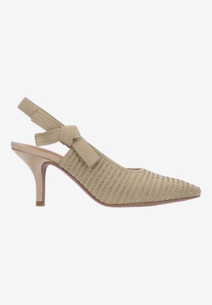 Right side view of Adilene BEIGE FABRIC/STONES