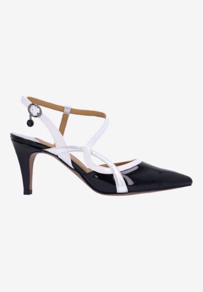 Right side view of Aldonsa BLACK/WHITE/SILVER PATENT