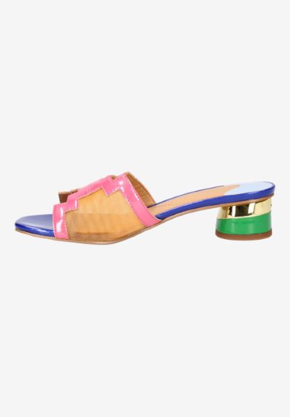 Left side view of Amorra PINK/ORANGE/BLUE PATENT