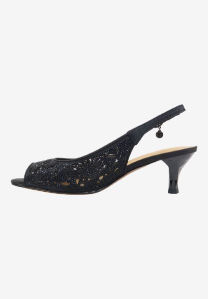 Left side view of Arata BLACK SHANTUNG/STONES