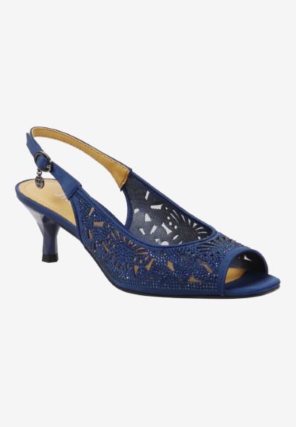Front view of Arata NAVY SATIN/STONES