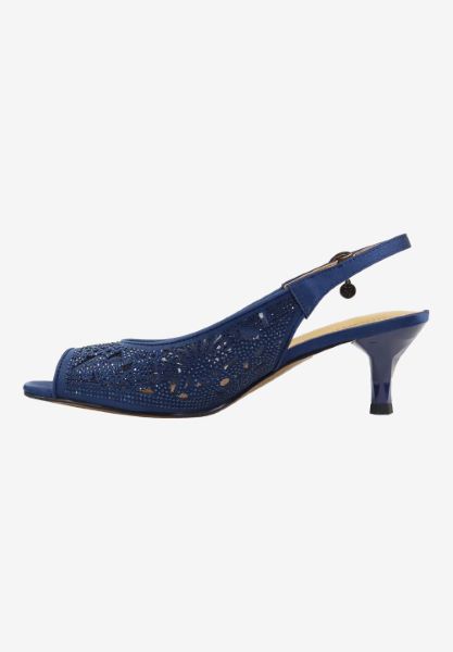Left side view of Arata NAVY SATIN/STONES