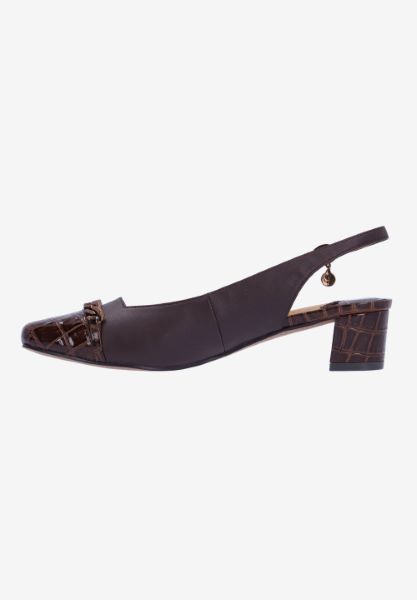 Left side view of Bagley CHOCOLATE LEATHERETTE/CROCO PR