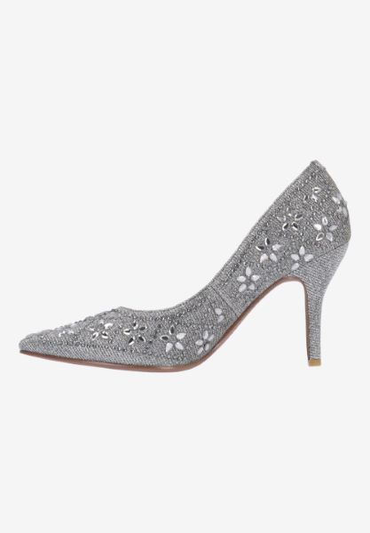 Left side view of Barlow PEWTER GLITTER/RHINESTONES