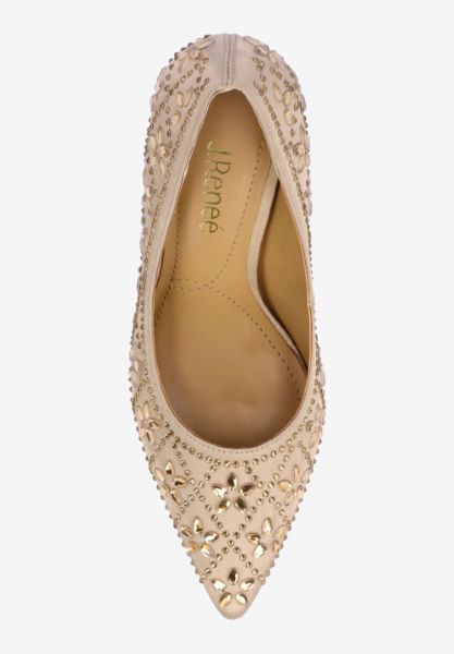 Top view of Barlow BEIGE SATIN/RHINESTONES