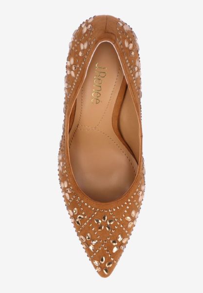 Top view of Barlow COFFEE SUEDE/RHINESTONES