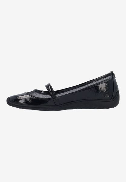 Left side view of Belenya BLACK PATENT/MESH