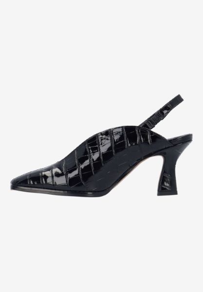 Left side view of Brisani BLACK CROCO EMBOSSED