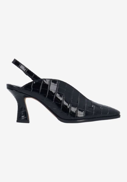 Right side view of Brisani BLACK CROCO EMBOSSED
