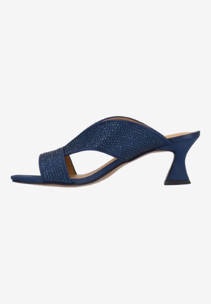 Left side view of Cassia NAVY SATIN