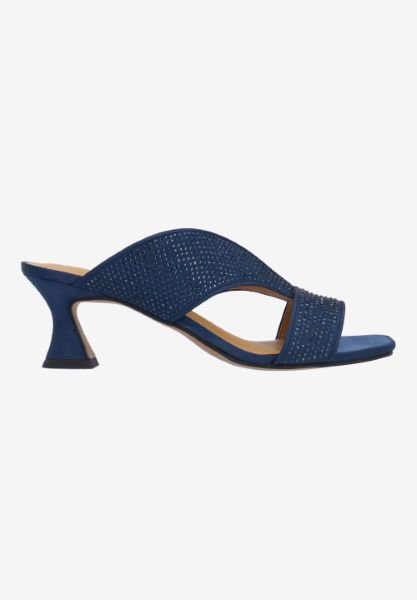 Right side view of Cassia NAVY SATIN