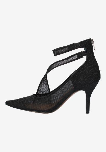 Left side view of Charmion BLACK SNOW DOT/GLITTER