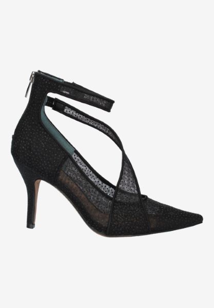 Right side view of Charmion BLACK SNOW DOT/GLITTER