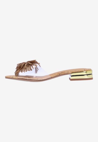 Left side view of Cherita CLEAR/NATURAL/GOLD CORK