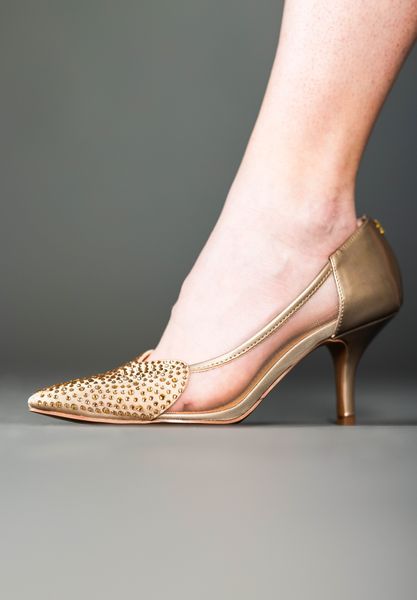 Lifestyle image of Coopid BEIGE PATENT/SATIN/MESH