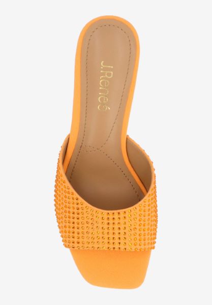 Top view of Coralie TANGERINE SATIN/STONES