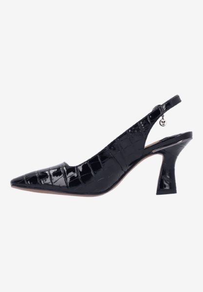 Left side view of Delah BLACK CROCO EMBOSSED
