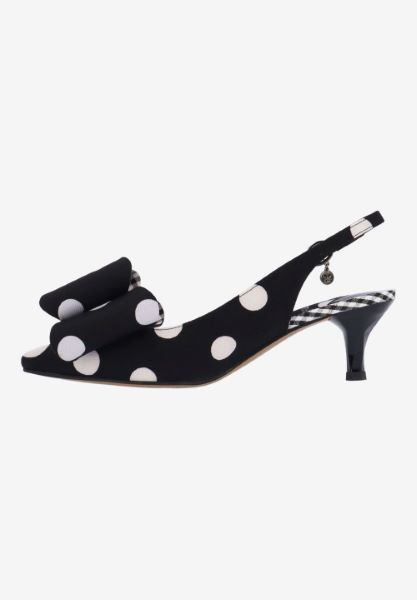 Left side view of Delmare BLACK/WHITE DOT/GINGHAM
