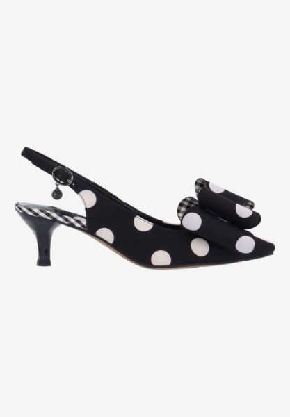 Right side view of Delmare BLACK/WHITE DOT/GINGHAM