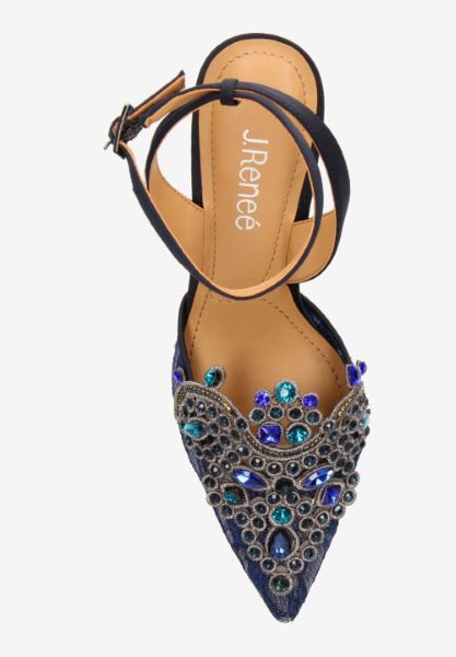 Top view of Desdemona NAVY FLORAL LACE