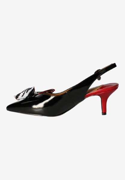 Left side view of Devika BLACK/RED/WHITE