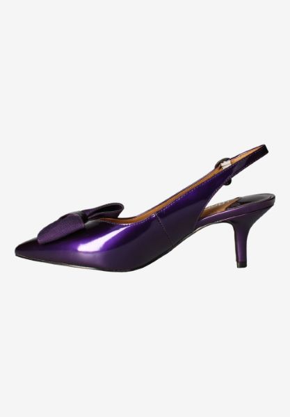 Left side view of Devika PURPLE PATENT
