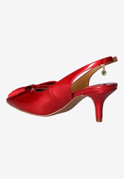 Back view of Devika RED PATENT
