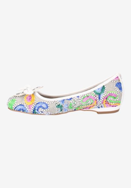 Left side view of Edie BLUE/GREEN/WHITE MULTI FIESTA