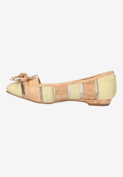 Left side view of Edie NATURA/GOLD LINEN/CORK