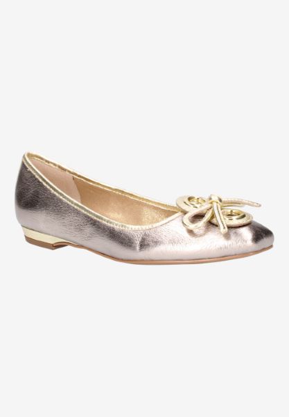 Front view of Edie TAUPE/GOLD MET NAPPA