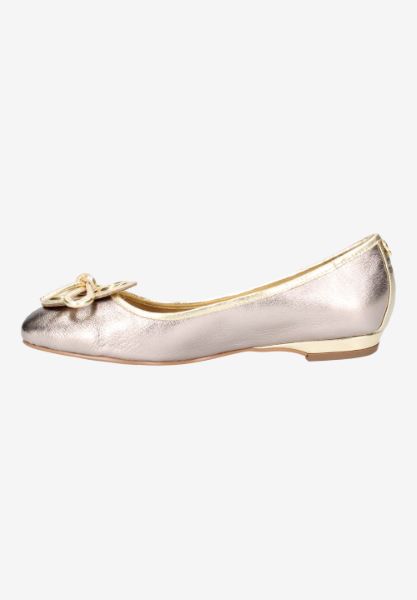 Left side view of Edie TAUPE/GOLD MET NAPPA