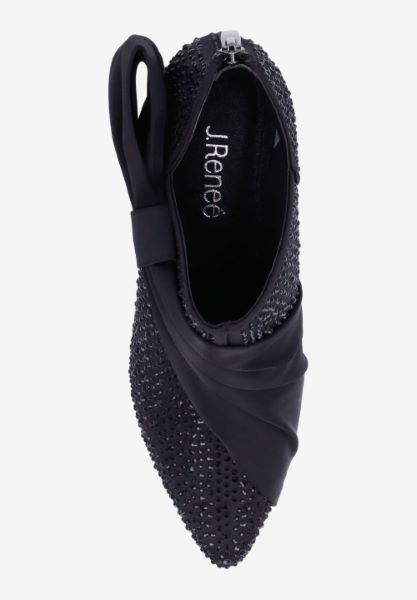 Top view of Elettra BLACK SATIN/RHINESTONES