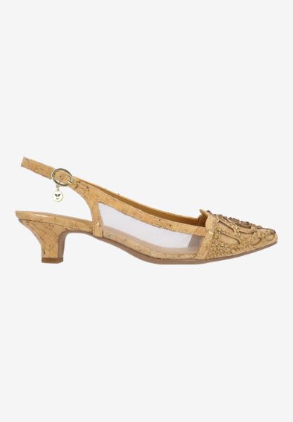 Right side view of Elsinora NATURAL/GOLD CORK MESH
