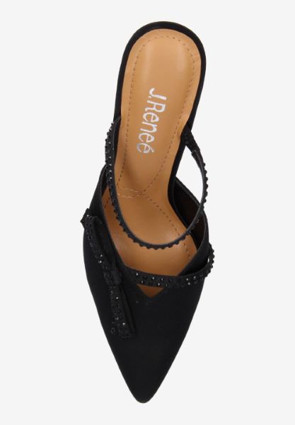 Top view of Estelia BLACK SATIN/RHINESTONES
