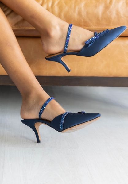 Lifestyle image of Estelia NAVY SATIN/RHINESTONES