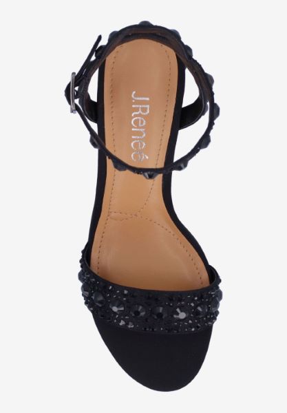 Top view of Evelina BLACK SATIN/RHINESTONES