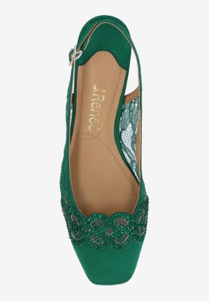 Top view of Faleece EMERALD GREEN SATIN/LACE