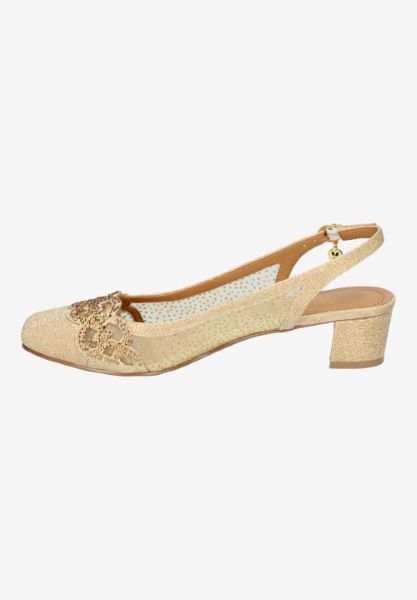 Left side view of Faleece GOLD GLITTER/MESH
