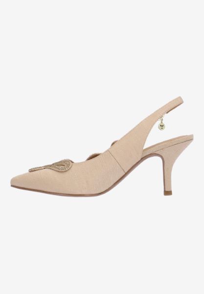 Left side view of Fedosia BEIGE TEXTURED SHANTUNG