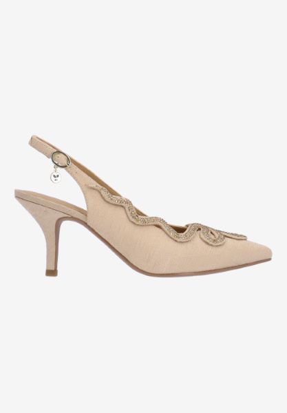 Right side view of Fedosia BEIGE TEXTURED SHANTUNG