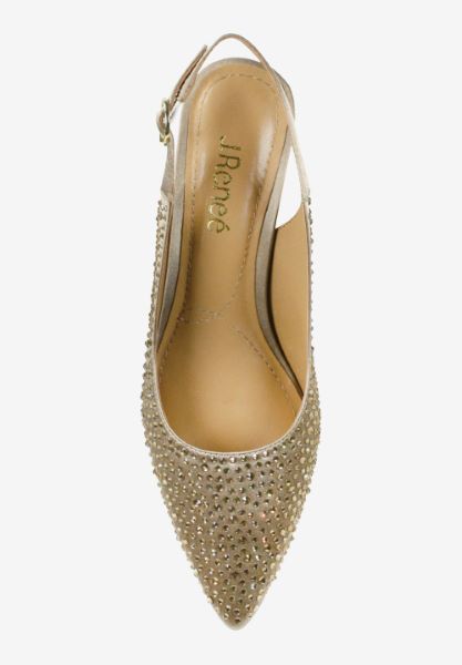 Top view of Ferryanne BEIGE SATIN/RHINESTONES
