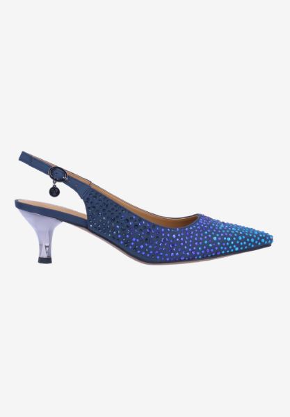 Right side view of Ferryanne BLUE OMBRE SATIN/STONES