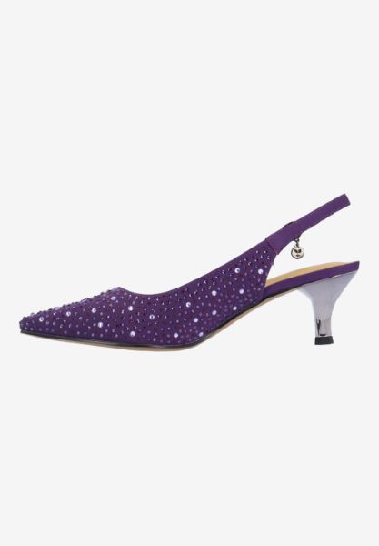 Left side view of Ferryanne PURPLE OMBRE SATIN/STONES