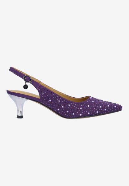 Right side view of Ferryanne PURPLE OMBRE SATIN/STONES