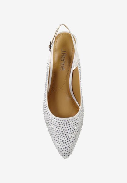 Top view of Ferryanne WHITE SATIN/RHINESTONES