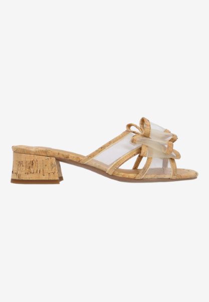 Right side view of Finola NATURAL/GOLD MESH/CORK