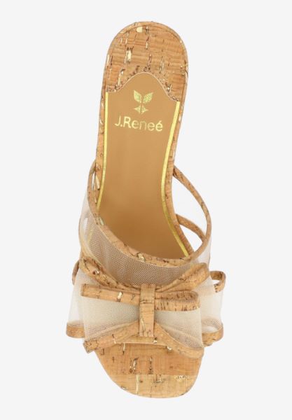 Top view of Finola NATURAL/GOLD MESH/CORK