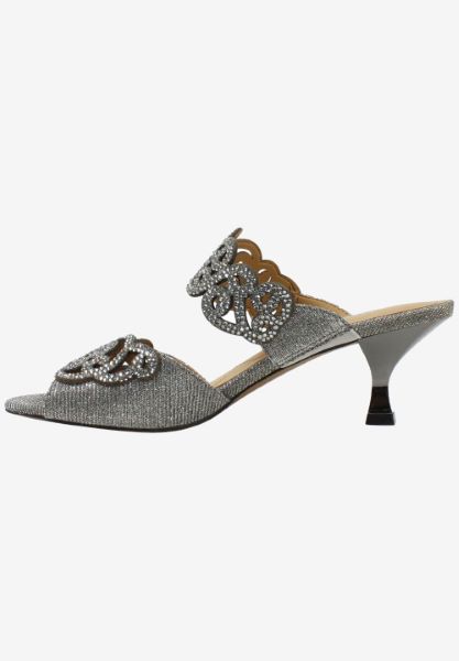 Left side view of Francie Pewter Dance Glitter